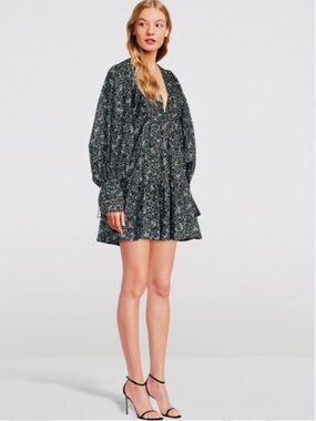 NWOT Shona Joy Denise Pintuck Elegant Black Floral Mini Dress Size 8